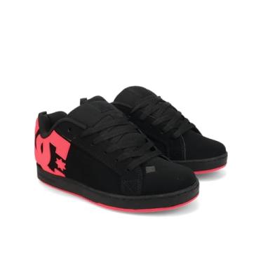 Imagem de DC Tênis de skate casual feminino Court Graffik cano baixo, Preto/rosa choque, 8.5