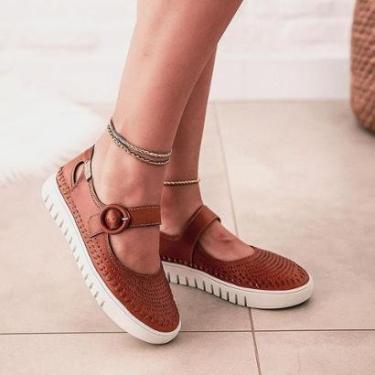 Imagem de Sapato boneca sapatilha couro legítimo Bottero perfuros estiloso-Feminino