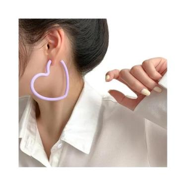 Imagem de Brincos De Argola Grandes De Acrílico Neon Com Estrela Para Mulheres, 