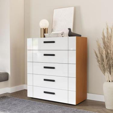 Imagem de Cômoda 5 Gavetas 90cm Com Design Elegante E Acabamento Em Pintura Uv E