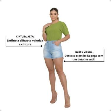 Imagem de Shorts Jeans Feminino Meia Coxa Cintura Média Confortável - AZ04 JEANS