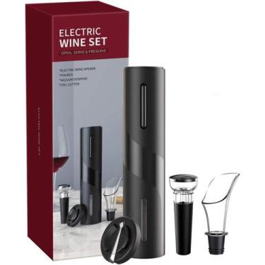 Imagem de Kit Saca Rolhas - Abridor de Vinho Elétrico Automático com Cortador e 