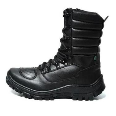 Imagem de Bota Coturno Militar Tatico Paintball Cano Alto Fechamento Cadarço e Ziper Sola Borracha-Masculino