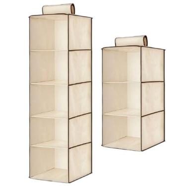 Imagem de Kit 2 Organizadores Suspensos Guarda Roupa 3 E 5 Prateleiras - Kadê