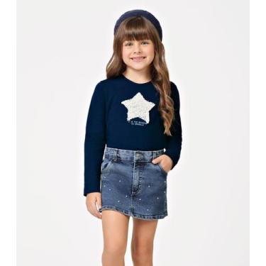 Imagem de Conjunto Blusa com Shorts Saia Jeans Trick Nick Azul, 4, Azul