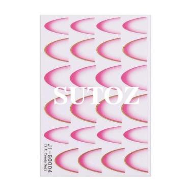 Imagem de Adesivo de Unhas Ji-g0 3d Gradiente Linha Francesa Azul Rosa Roxo Verd