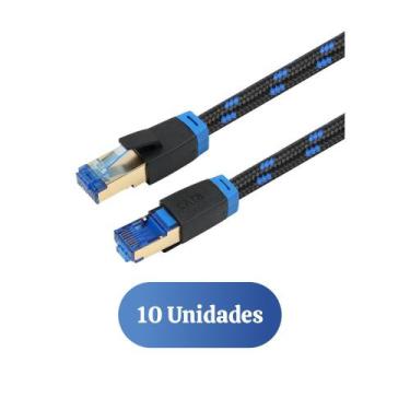 Imagem de Kit 10 Cabos de Rede Cat8 patch cord malha de nylon 1,5m - Zong