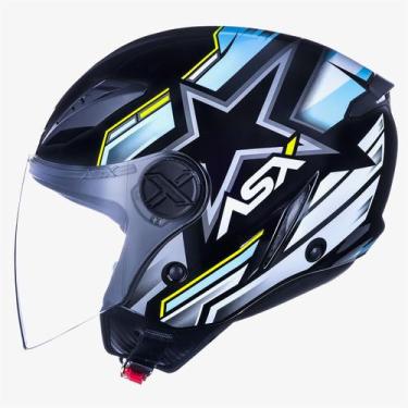 Imagem de Capacete Masculino Asx Aberto City Air Pilot Estela Moto, PRETO AZUL A