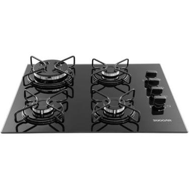 Imagem de Cooktop a Gás Suggar FG4304AVP 4 Bocas Aço Esmaltado Vidro Preto, Bivo