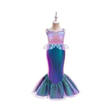 Imagem de Fantasia De Sereia Pequena Para Meninas, Conjunto De 7 Peças, Vestido 