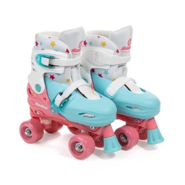 Imagem de Patins Infantil Ajustável Azul e Branco 30 ao 33 - Fenix