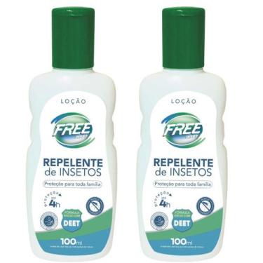 Imagem de 2 repelentes insetos free inset loção 100ml proteção família