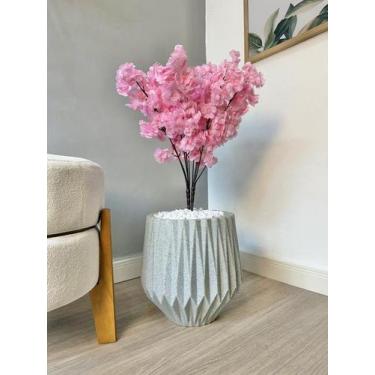 Imagem de Planta Flor Cerejeira Artificial Com Vaso Pedra Arranjo - - PLANDEC