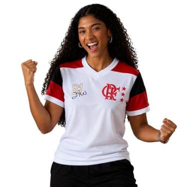 Imagem de Camisa Flamengo Zico Retro Feminina Branca - - Braziline, GG
