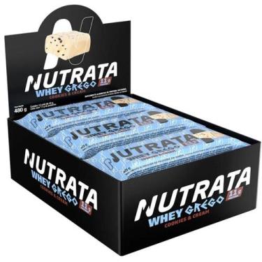 Imagem de Barra de Proteína Whey Grego 40g 12 Unidades Nutrata, Cookies e Cream