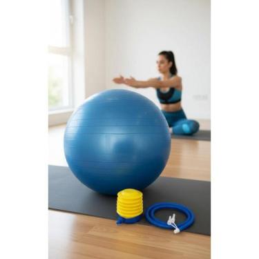 Imagem de Bola Pilates 85cm Azul Antiestouro 300kg c/ Bomba - Congratulations St