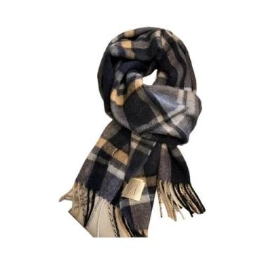 Imagem de Cachecol De Lã Xadrez Vintage Feminino Estilo Preppy Outono Inverno Pa