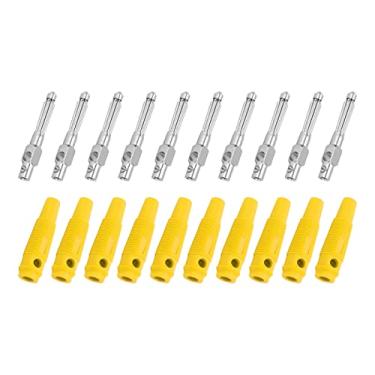 Imagem de Plugue banana de 4 mm para alto-falante, plugues banana para alto-falante antideslizante 32A 1000V para computador(amarelo)