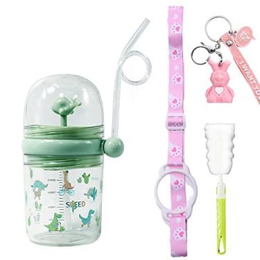 Imagem de Garrafa de água com spray de baleia, copos de viagem com canudo, presente de festa de aniversário, copo de flamingo rosa (cacto verde 3, 260 ml)