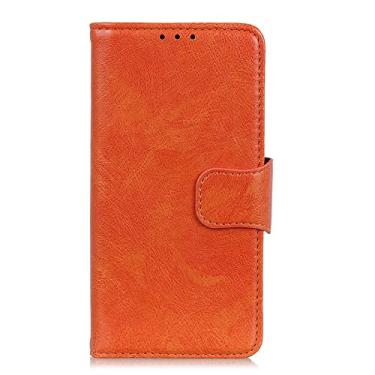 Imagem de Capa carteira para Google Pixel 6/6 Pro, flip de couro PU, porta-cartão para dinheiro, suporte com fecho magnético à prova de choque, capa para celular, laranja, pixel 6 de 6,4 polegadas