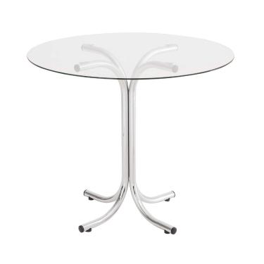 Imagem de Mesa Redonda com Tampo de Vidro 4111 Unimóvel Cromado
