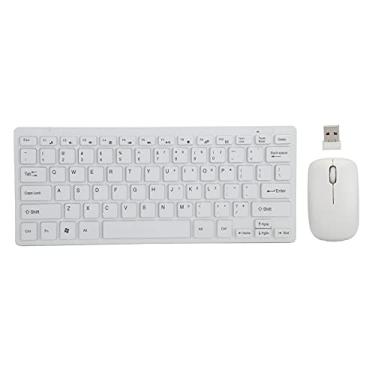Imagem de Conjunto de mouse sem fio, conjunto de mouse e teclado sem fio HK03 2,4 G mini e confortável teclado sem fio com filme de teclado (branco)