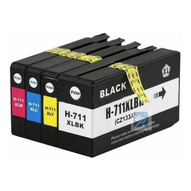 Imagem de Kit 4 Cartucho Aplicável 711Xl Plotter T120 T520 711