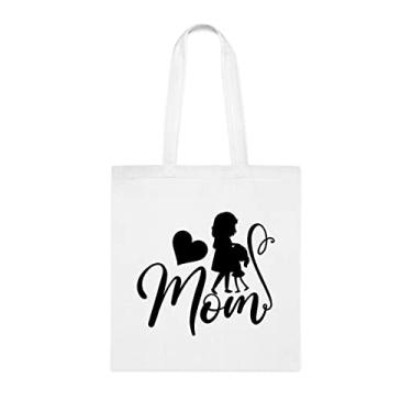 Imagem de Bolsa tote para mamãe, bolsa para mãe, ideia de presente para mamãe, bolsa de ombro para mãe, bolsas reutilizáveis para mães, presente para mães da filha favorita, filho e filhos, Branco