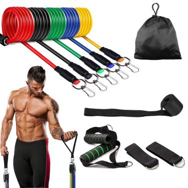 Imagem de kupet Conjunto de faixas de resistência (13 peças), faixas de resistência ao exercício com alça, âncora de porta, alças de tornozelo e bolsa de transporte, para treinamento em casa e academia