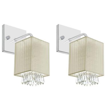 Imagem de Kit 2 Arandelas Quadrada Cganza Linda Imperdível Bege