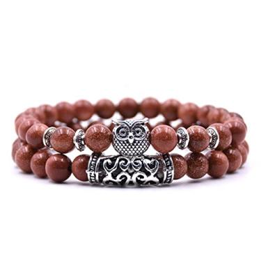 Imagem de Pulseira de coruja joia pulseira de pedra conjunto de pulseiras de joias masculinas femininas - Y492, Cristal