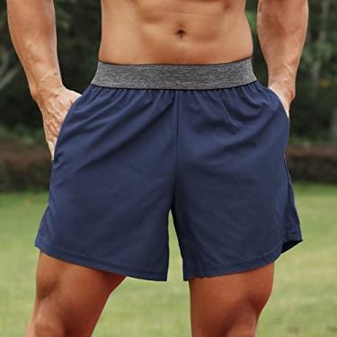 Imagem de lifcasual Calções esportivos masculinos elásticos cintura bolso toalha laço corrida basquete ginásio atlético solto calção casual de secagem rápida