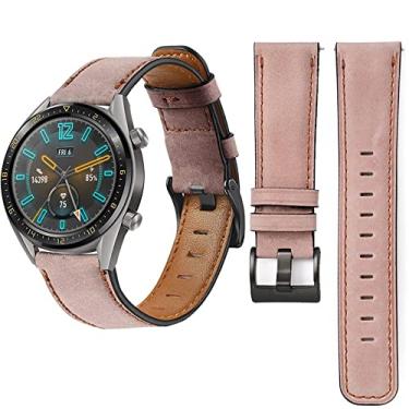 Imagem de Pulseira para Samsung Galaxy Watch 3 compatível com Samsung Gear S3 Watch Active2 Watch 22 mm 20 mm Pulseira requintada de couro de vaca vintage Escolha feminina escolha masculina (20 mm, rosa)