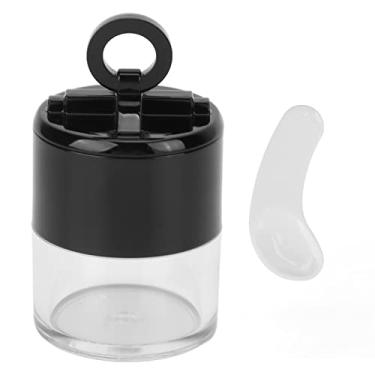 Imagem de Pó solto, estojo de pó portátil com esponja de cogumelo, mini caixa de pó vazia recarregável solta DIY estojo de pó cosmético, recipiente para acabamento em pó