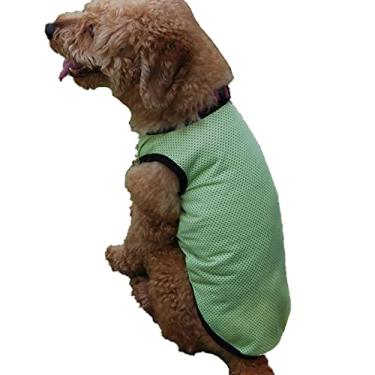 Imagem de Camisa de malha de cachorro de verão respirável lavável colete arnês filhote jaqueta elástica de poliéster macio roupas para cães pequenos gatos, verde, P (peito: 34cm)