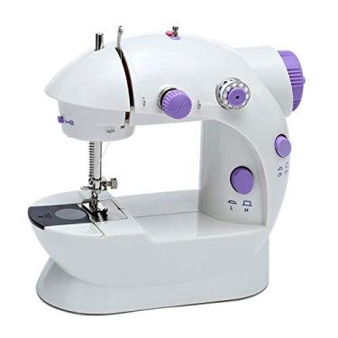 Imagem de TYESHA Máquina de costura elétrica overlock mini máquina portátil de reparo de artesanato ferramentas de costura domésticas com luz LED e pedal