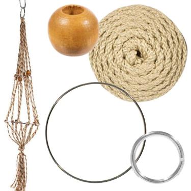 Imagem de Craft County Kits de cabide de plantas de macramé – Cordão de 4 mm – Faz cabide de planta longo de 106 cm (pérola)