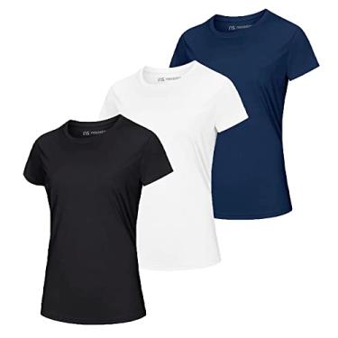 Imagem de Kit 03 Camiseta Dry Fit Feminina Anti Suor - Linha Premium (GG, Branco, Preto, Azul)