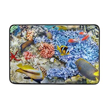 Imagem de Capacho My Daily Sea Fish and Coral 40 x 60 cm, sala de estar, quarto, cozinha, banheiro, tapete estampado, exclusivo, leve