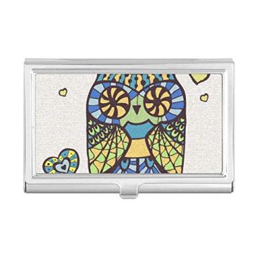 Imagem de Carteira decorativa com porta-cartões de visita com coruja do amor