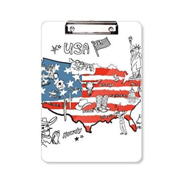 Imagem de Mapa Americano Liberdade Ilustração Palavra Prancheta Pasta Bloco de Escrita Placa de Apoio A4