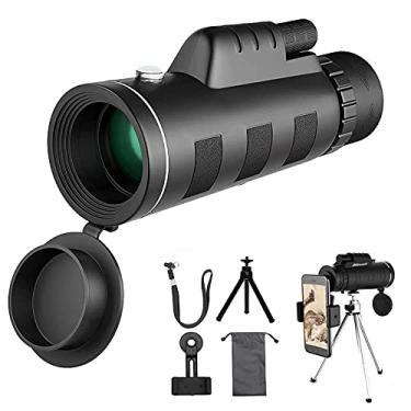 Imagem de Telescópio monocular 40 × 60 com suporte para smartphone e tripé adaptador de telefone para adultos e crianças, HD monocular profissional para caminhada observação de pássaros, acampamento, viagem, cenário de concertos
