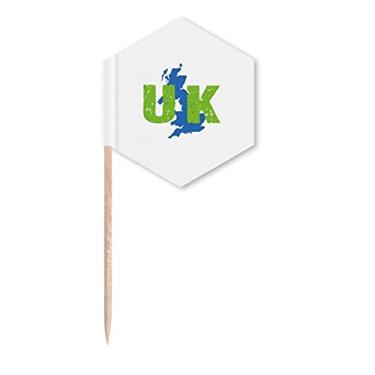 Imagem de Mapa britânico, combinação europeia, palitos de palito, bandeiras de cupcake, festa comemoração
