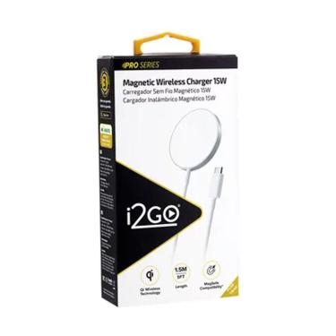 Imagem de Carregador Magnético MAGSAFE Sem Fio Fast Charge I2GO 15W Branco - I2GO PRO