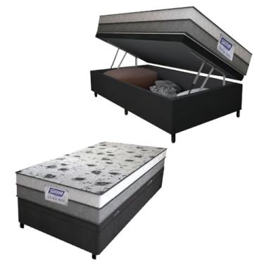 Imagem de Cama Box Baú Solteiro Colchão Espuma D33 Fort 88x188x62cm Cinza/Branco Gazin - Suporta até 150kg por Pessoa