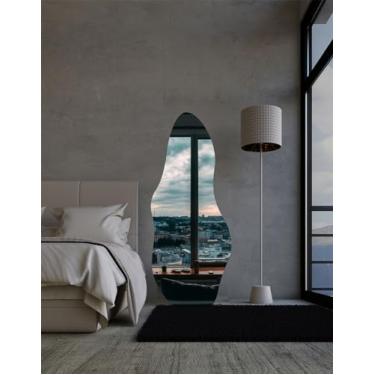 Imagem de Espelho Orgânico Luxo Grande 170 X 70 Corpo Inteiro Moderno Lapidado Com Suporte