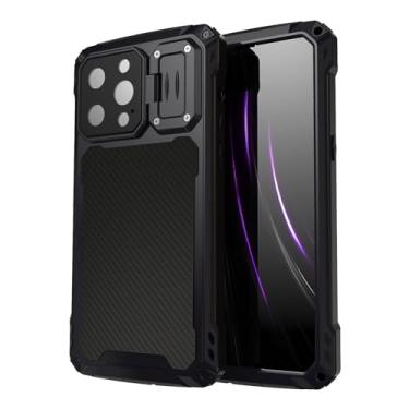 Imagem de LXURY Capa para iPhone 15 Pro Max/15 Pro/15 Plus/15 Plus/15, capa de metal de liga de alumínio suporta carregamento sem fio, à prova d'água, à prova de choque, capa de suporte para lentes, preta, 15 Pro Max