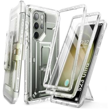 Imagem de Capa SUPCASE Unicorn Beetle Pro para Galaxy S23 Ultra 5G (2023), [Estrutura Frontal Extra] Capa de cinto robusta de camada dupla de corpo inteiro com protetor de tela integrado(Claro)