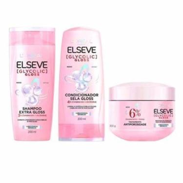 Imagem de Kit Elseve Shampoo Condicionador 200 Ml + Mascara Tratamento Glycolic