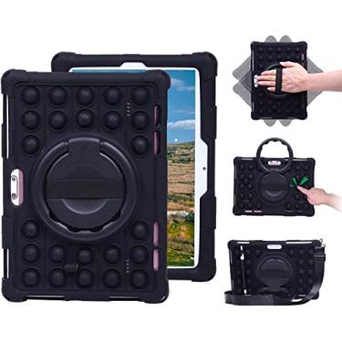 Imagem de Sfulatdc Capa de silicone com alça giratória 360/alça de ombro universal para tablet compatível com Dragon Touch Notepad K10/Max10, Pritom M10, Winsing 10, preto